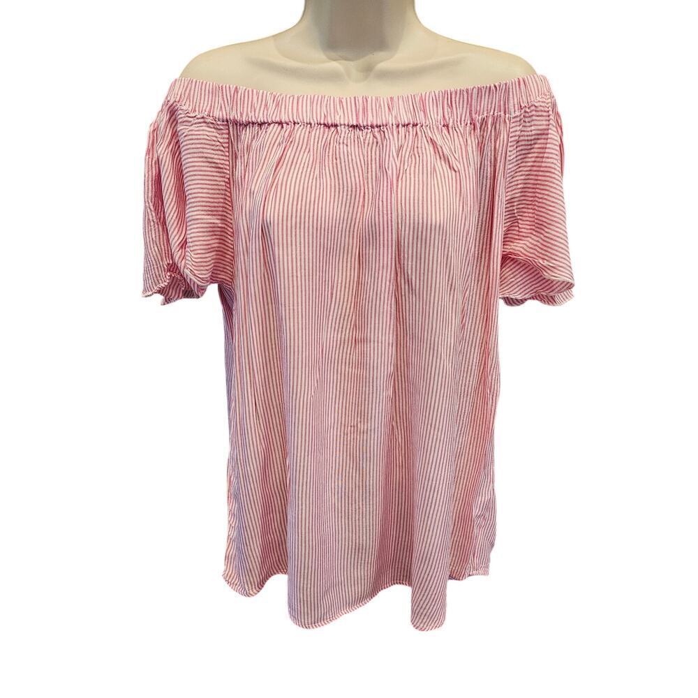 Grand and greene barbie pink and white off the shoulder summer oversized top M